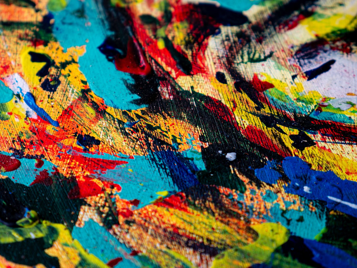 Colorful contemporary acrylic paint texture on canvas, modern art pattern