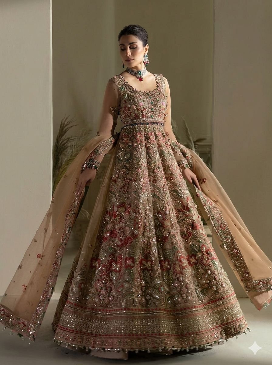 Chahek lengha — hand-finished bridal and festive embroidered gown