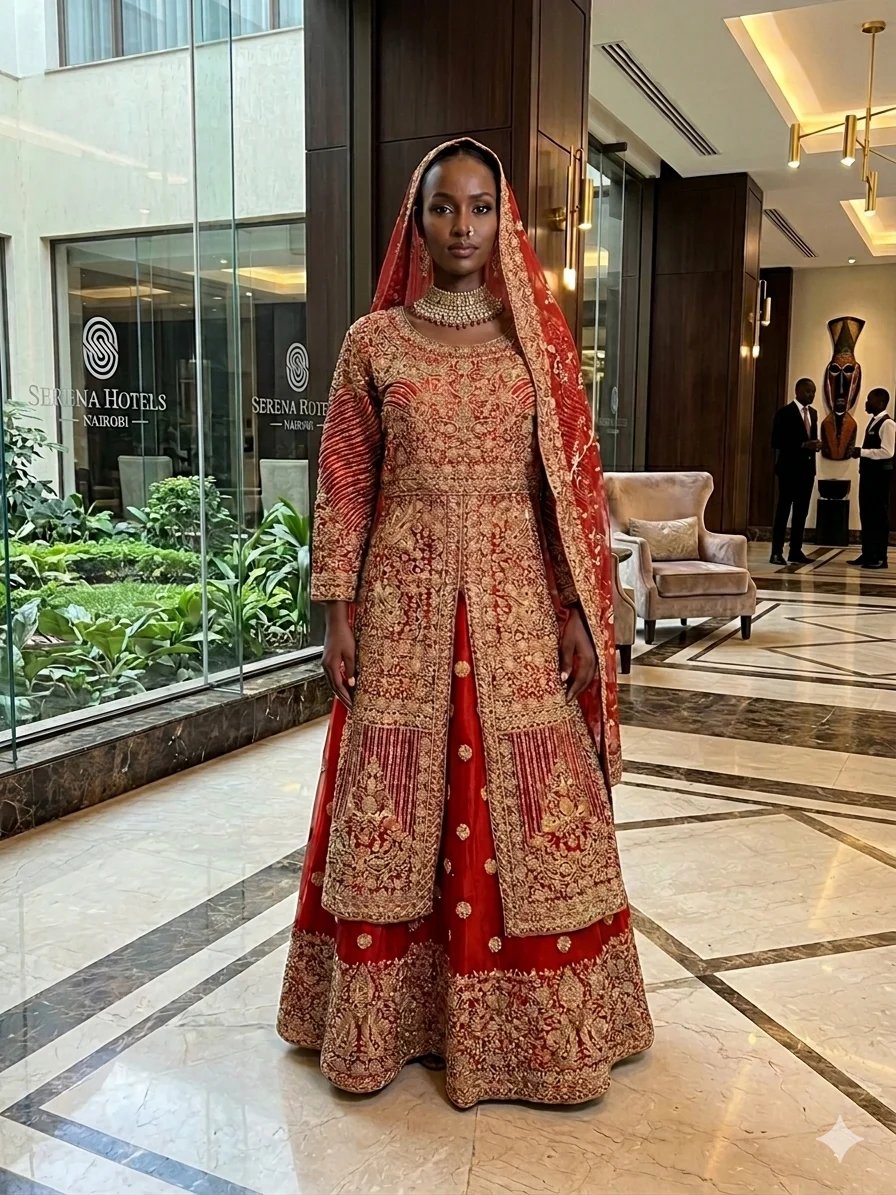 Chahek lengha — hand-finished bridal and festive embroidered gown