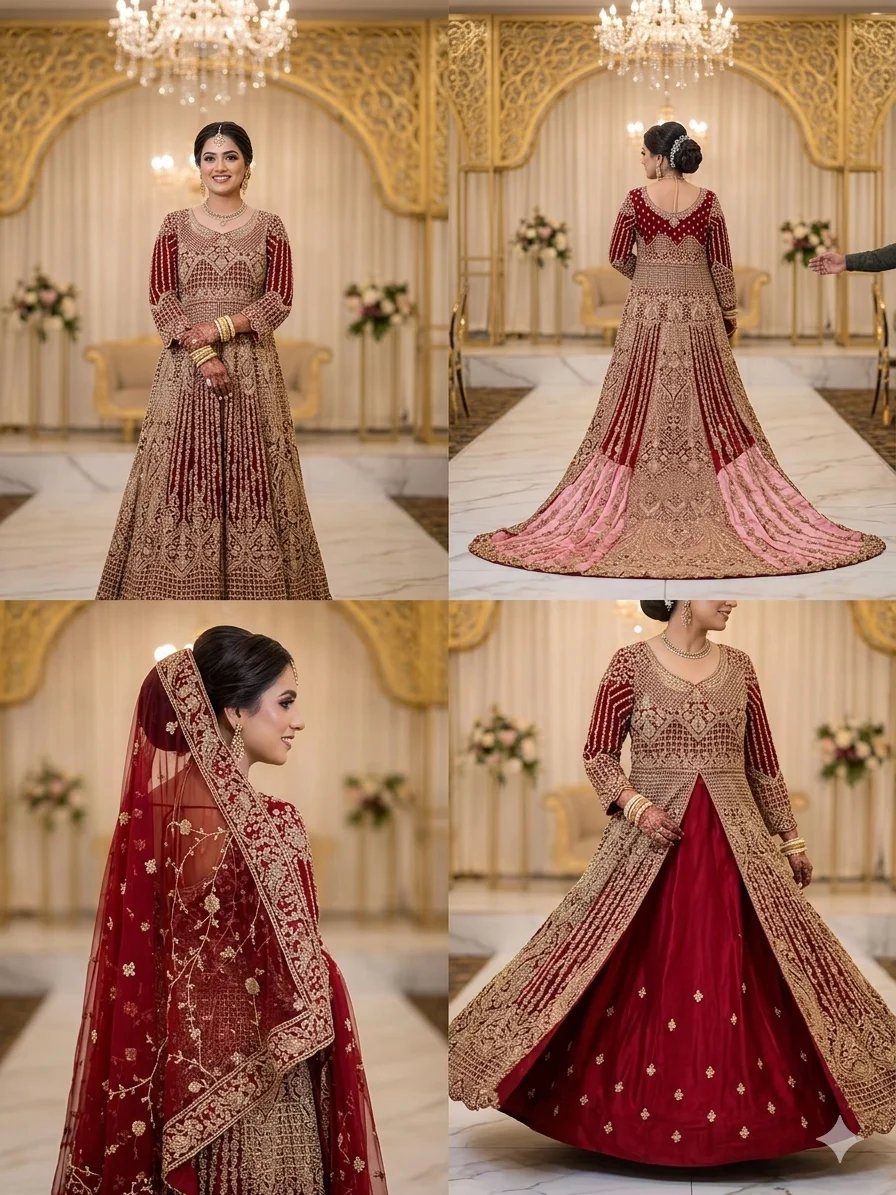 Chahek lengha — hand-finished bridal and festive embroidered gown