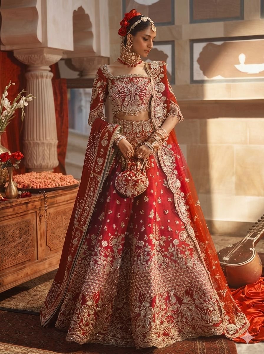 Chahek lengha — hand-finished bridal and festive embroidered gown