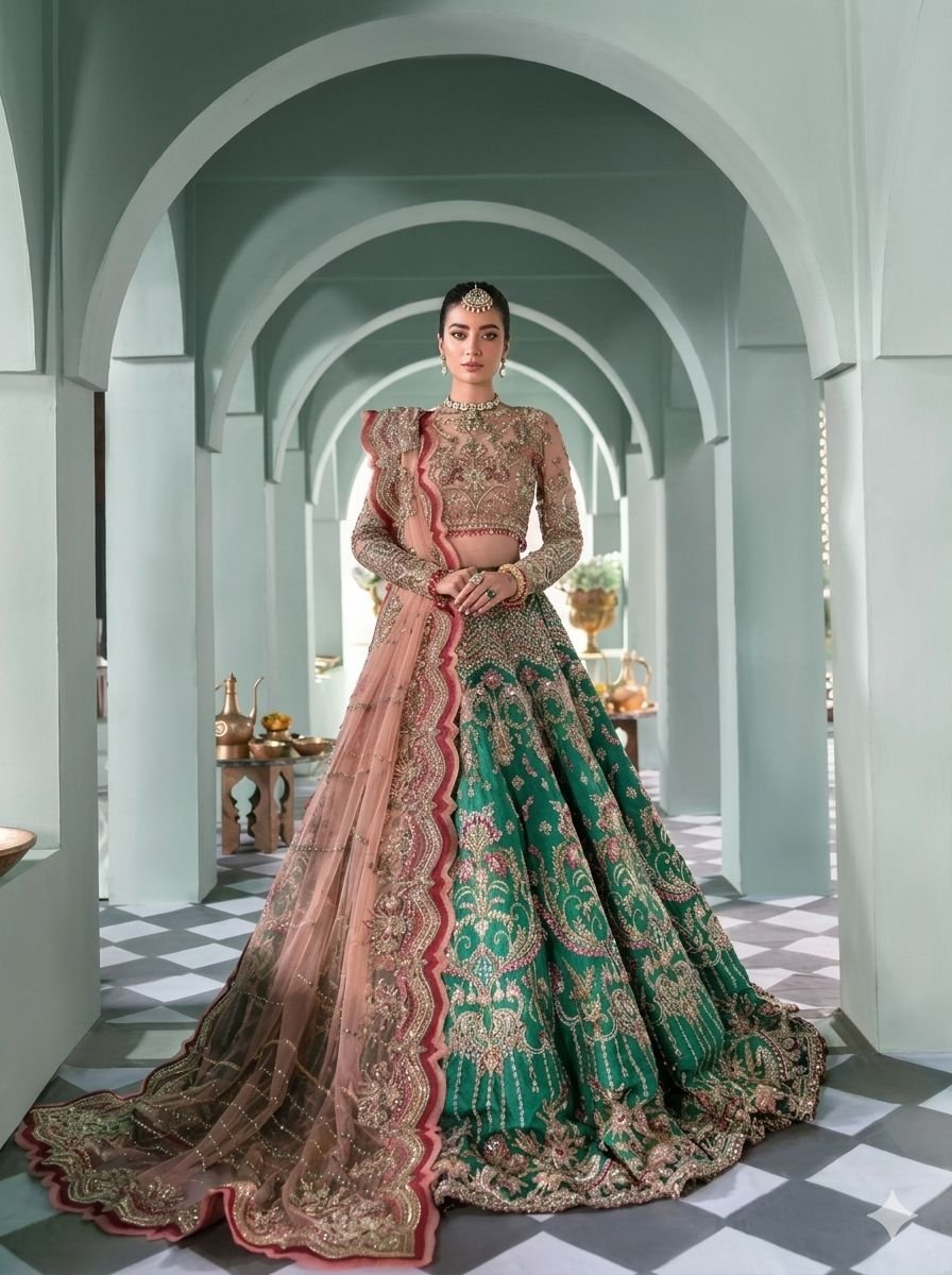 Chahek lengha — hand-finished bridal and festive embroidered gown